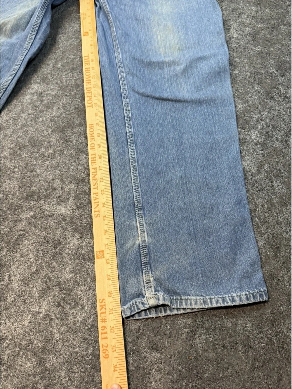 Carhartt Dungaree Fit Carpenter Jeans Mens 34x32 Light Wash Work Denim Pants